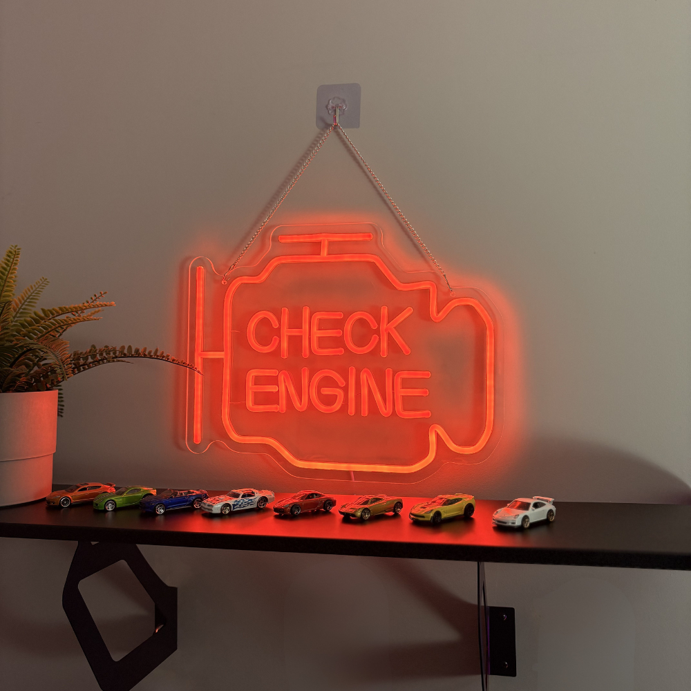 CHECK ENGINE NEON WALL DISPLAY