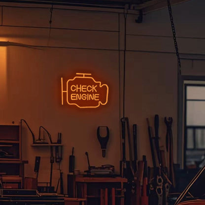 CHECK ENGINE NEON WALL DISPLAY